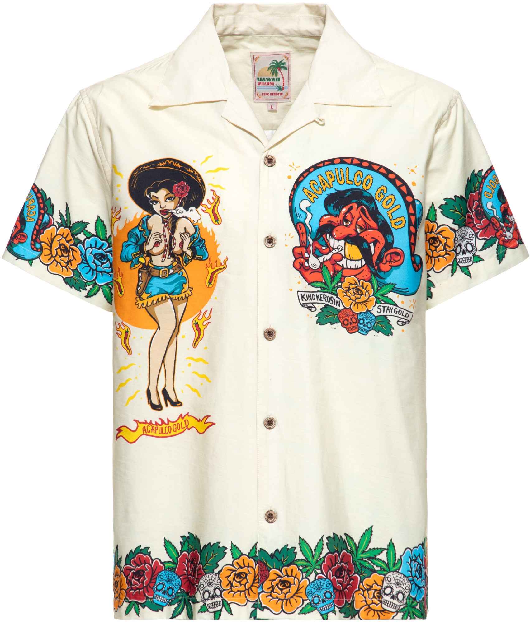 King Kerosin Acapulco Gold Camicia a maniche corte Bianco XL Figura 1