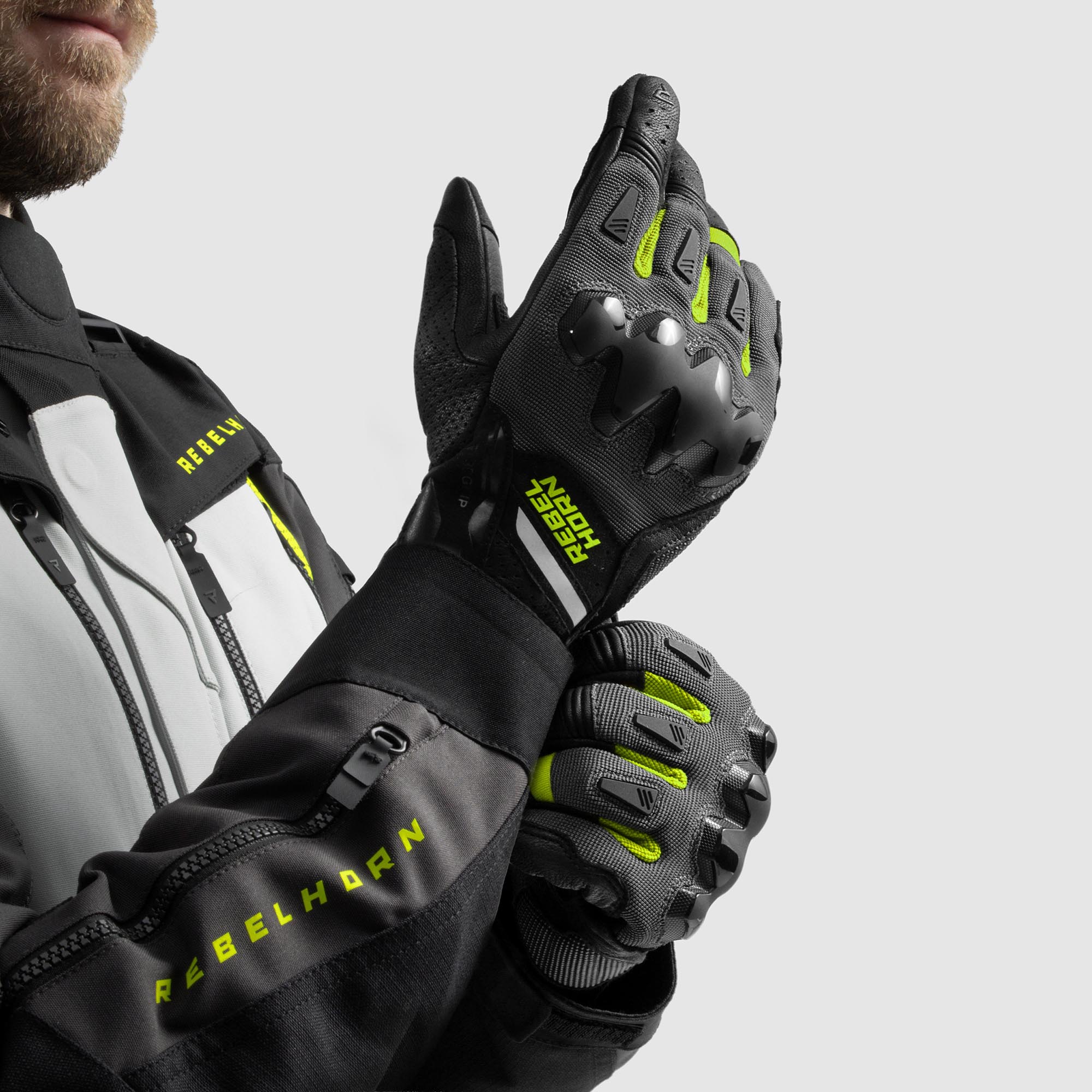 Rebelhorn Defender Gants de moto noir/gris/jaune L Figure 3