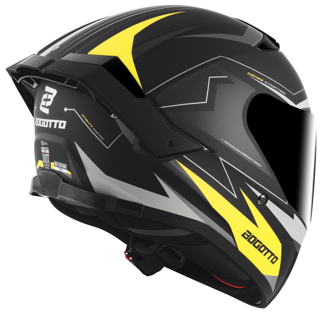 Bogotto FF118 Vilial Hjälm svart matt/gul L Figur 5
