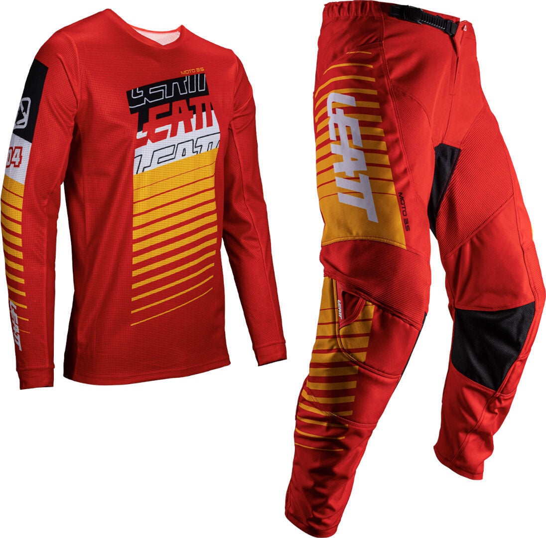 Leatt 3.5 Ride Kit Stripes 2025 Conjunto de camisa e calça de motocross vermelho M Figura 1