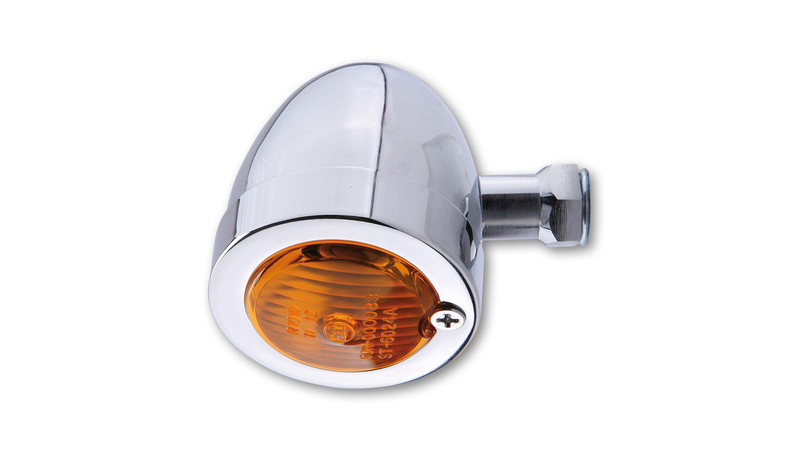 HIGHSIDER Smart Bullet Flat Bulb Indikator Kropp Krom / Lins Orange (1st), Fram & Bak Figur 2
