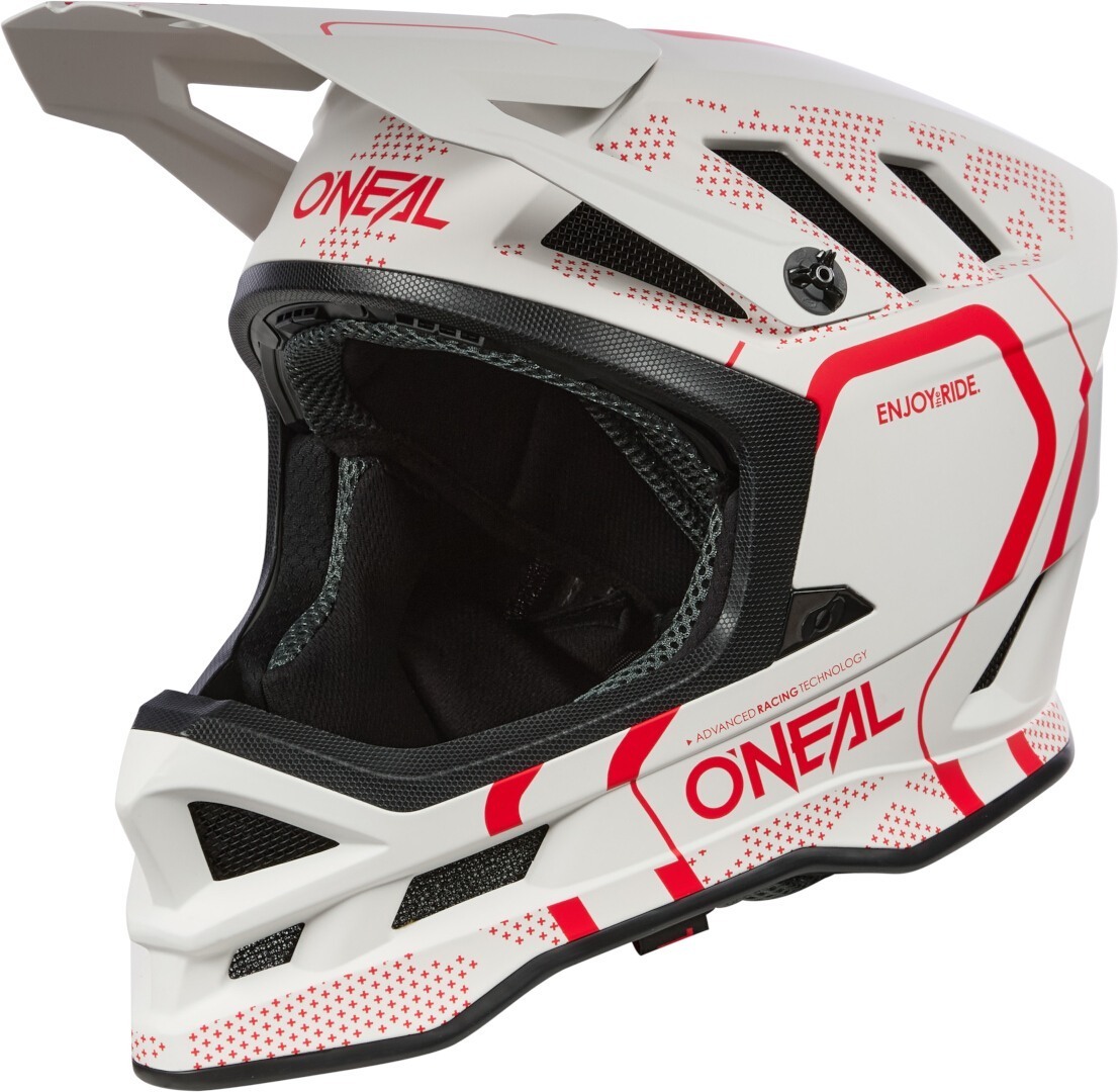 Oneal Blade Polyacrylite Strike Downhill Helmet white matt/red M (57/58) Figure 1
