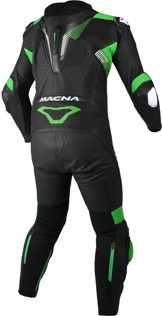 Macna Armadyl geperforeerd eendelig motorfiets lederen pak zwart/wit/groen 50 Figuur 2