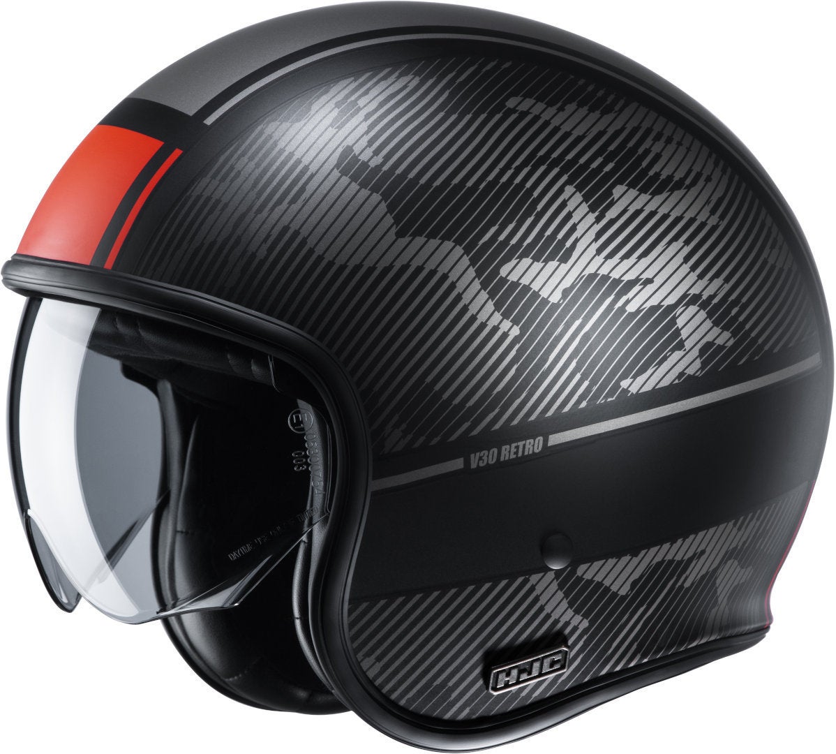 HJC V30 Alpi Casco jet nero opaco/rosso XL (60/61) Figura 1
