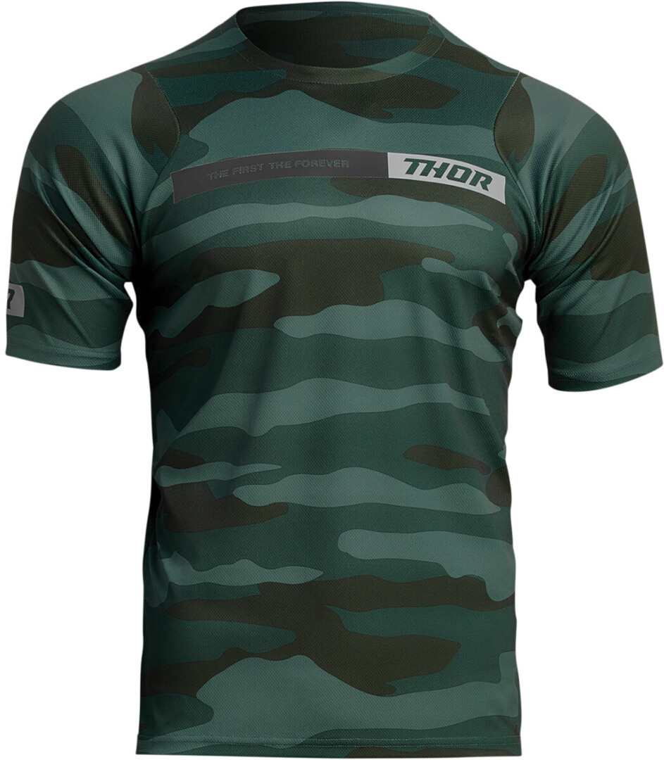 Thor Assist Camo Maillot vélo à manches courtes Vert XL Figure 1