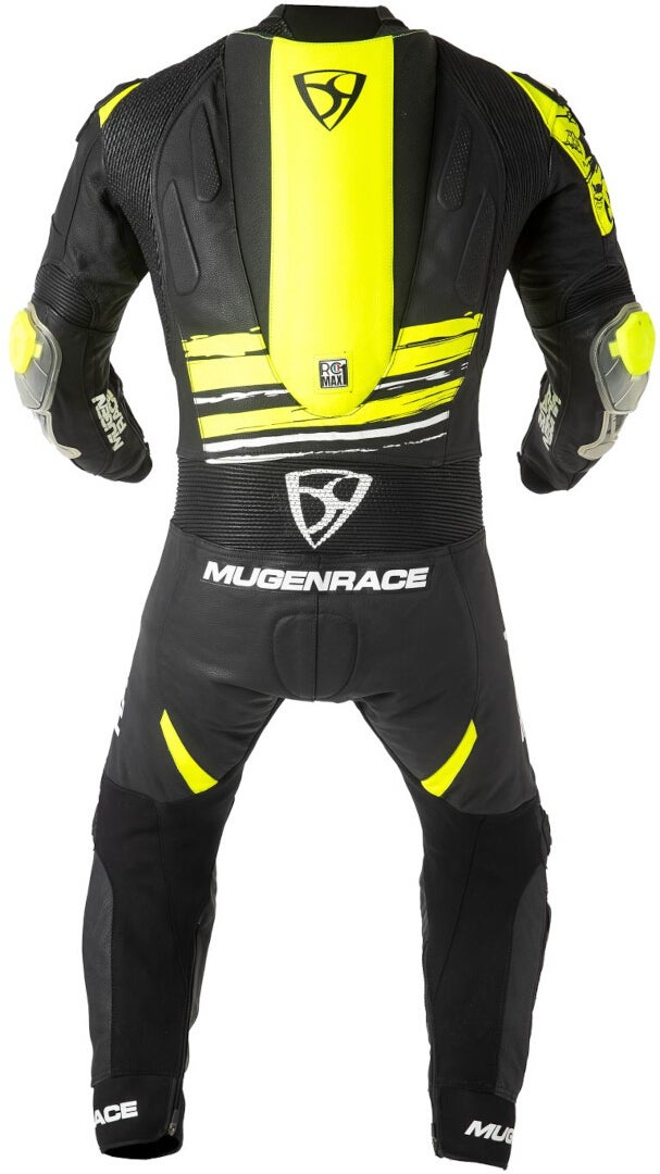 MUGENRACE RC-Max Uno perforated One Piece Motorcycle Leather Suit black/anthracite/neon-yellow 60 Figure 3