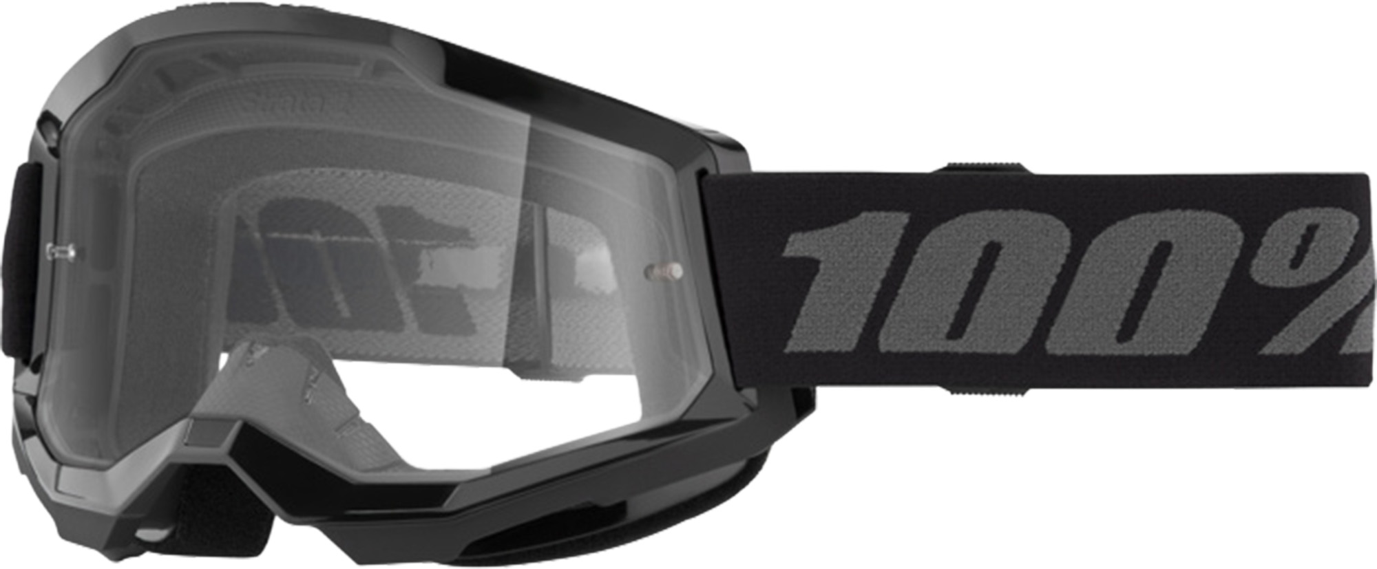 100% Strata 2 Essential Youth Motocross Goggles black/transparent Figure 1