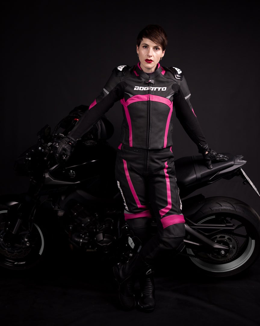 Bogotto Misano Todelt damer motorcykel læderdragt Sort/fuchsia 44 Figur 3