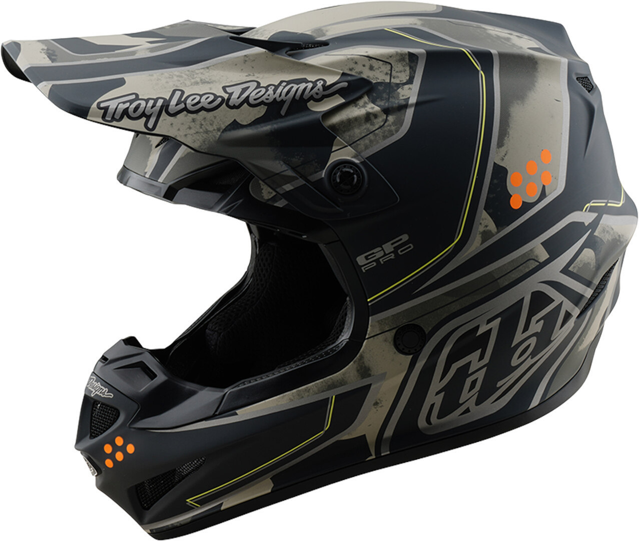 Troy Lee Designs GP Pro MIPS Trooper Cască Motoross negru/gri/verde L (58/59) Figura 1