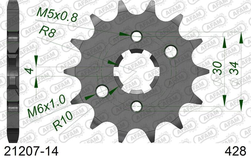 AFAM Steel Standard Front Sprocket 21207 - 428 Figure 1