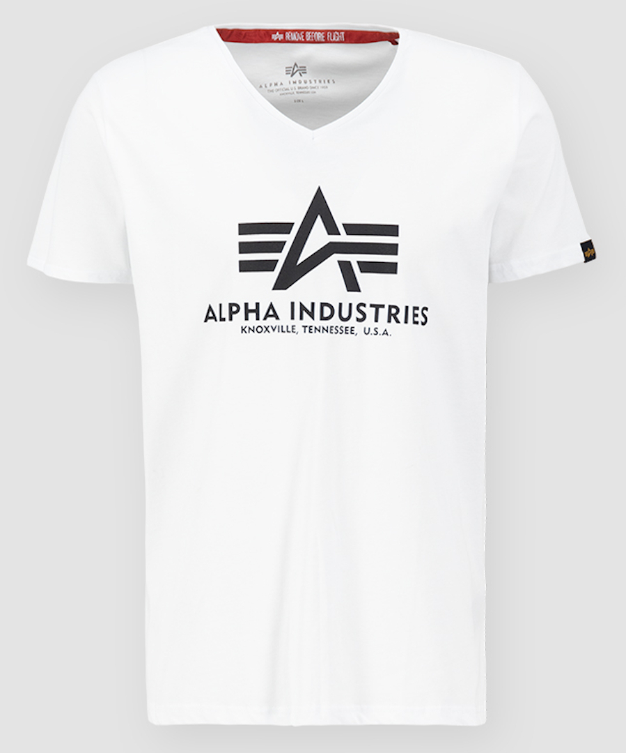 Alpha Industries Basic V-Neck T-Shirt white L Figure 1