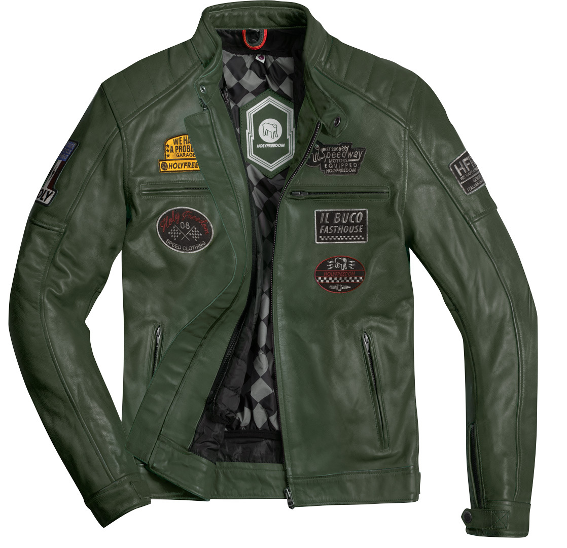 HolyFreedom Zero Evolution Motorcycle Leather Jacket dark green L Figure 2