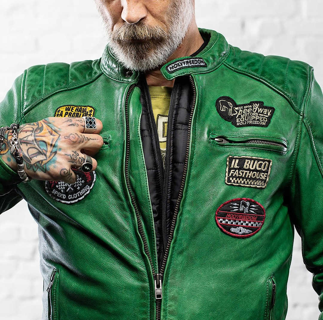 HolyFreedom Zero Evolution Giacca in pelle da moto Verde L Figura 5