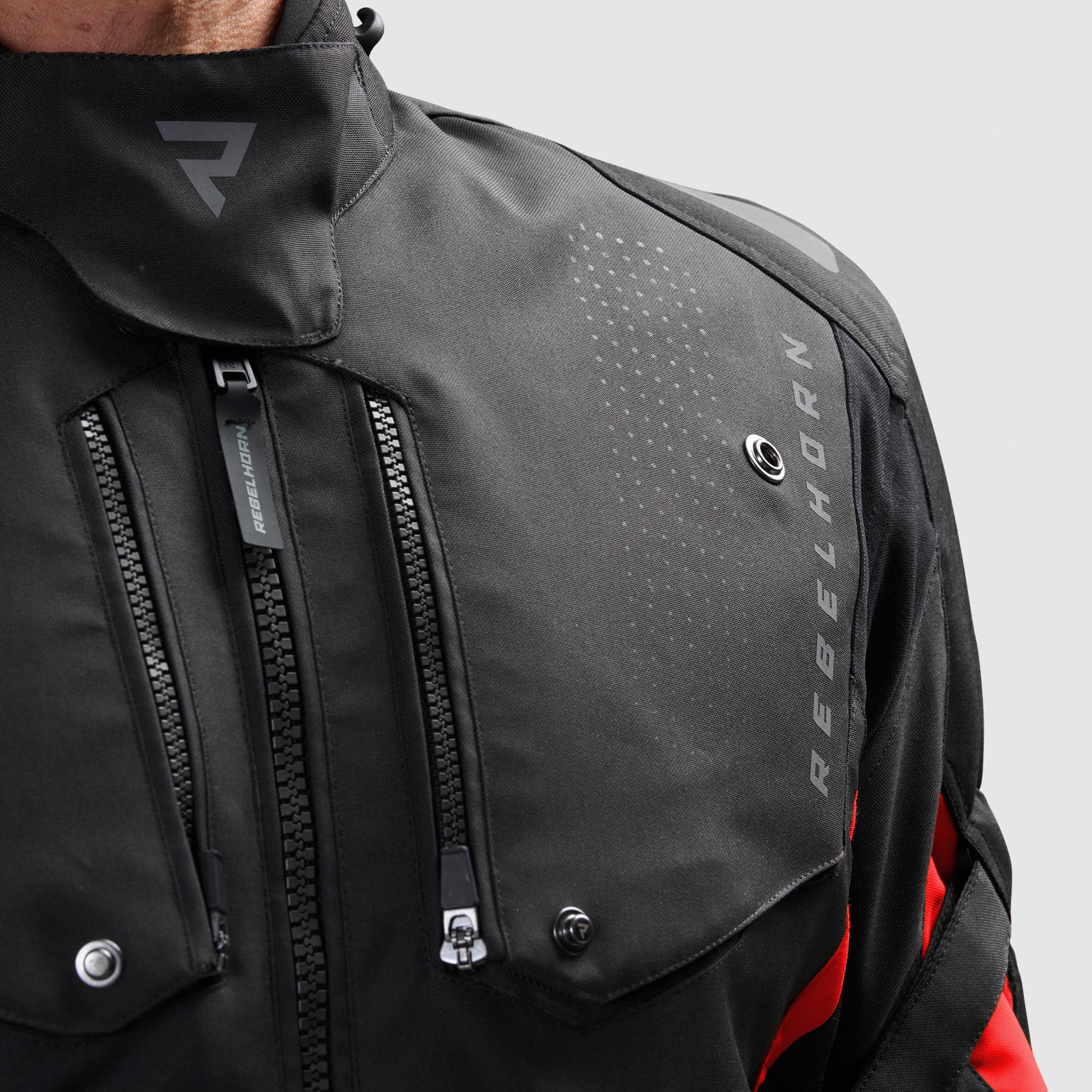 Side view of Rebelhorn Hiker 4 waterproof Motorcycle Textile Jacket