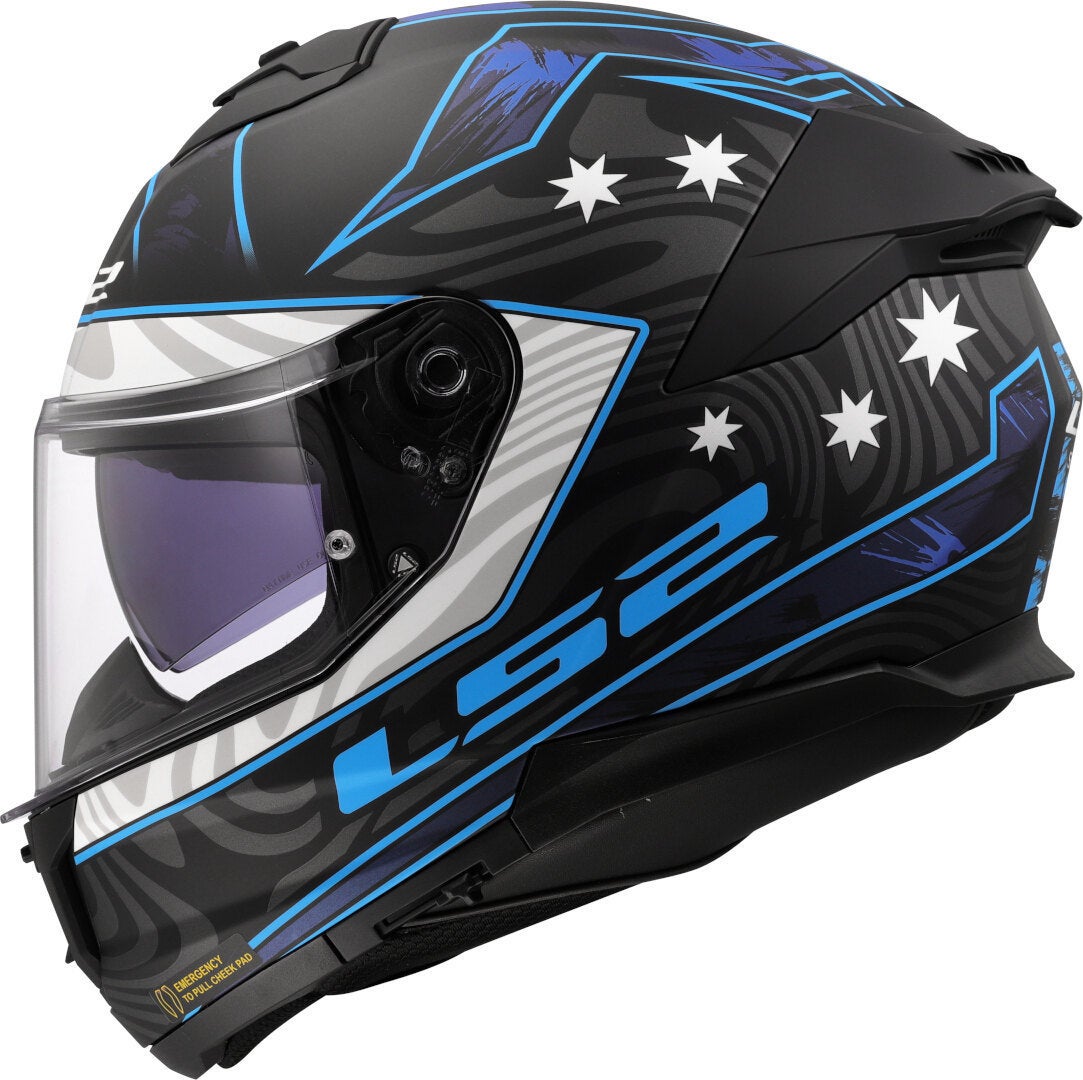 LS2 FF808 Stream II Galdam Casco nero opaco/blu L (59/60) Figura 2