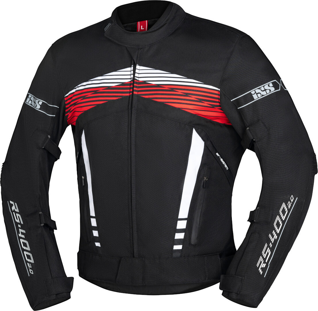 IXS RS-400-ST 3.0 Waterproof Motorcycle Textile Jacket black/white/red L Figure 1