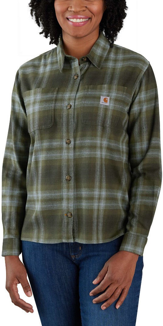 Carhartt Midweight Flannel Camicia Da Donna Verde L Figura 2