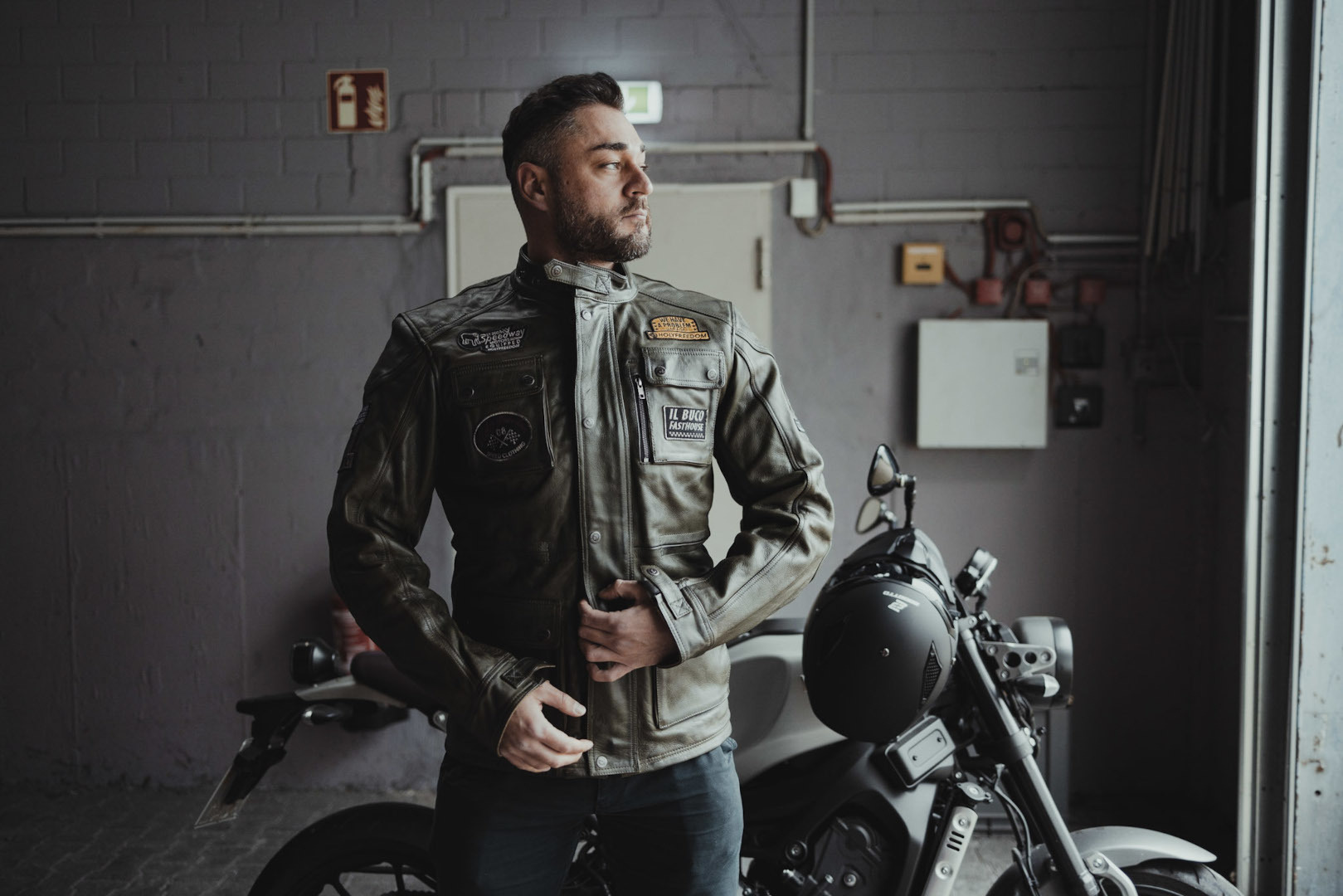 HolyFreedom Quattro Evolution Motorcycle Leather Jacket dark green XL Figure 4
