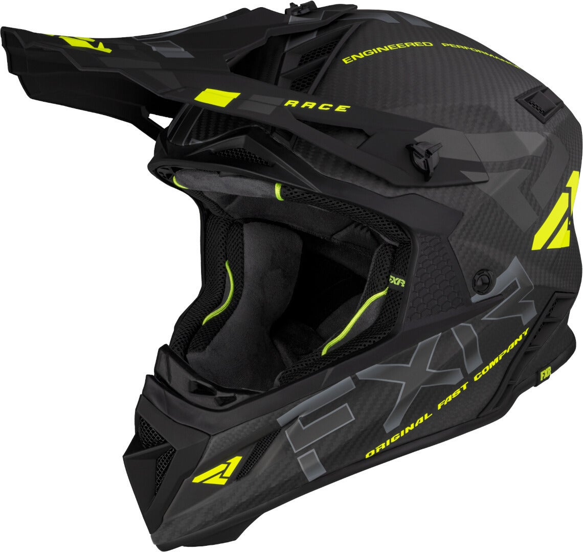 FXR Helium Carbon 2023 Motocross hjelm sort/grå/gul L (59/60) Figur 1