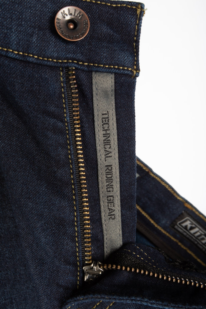 Klim K Forty 3 Tapered Stretch Denim Motorcykel Jeans Mörkblå Short 33 Figur 3
