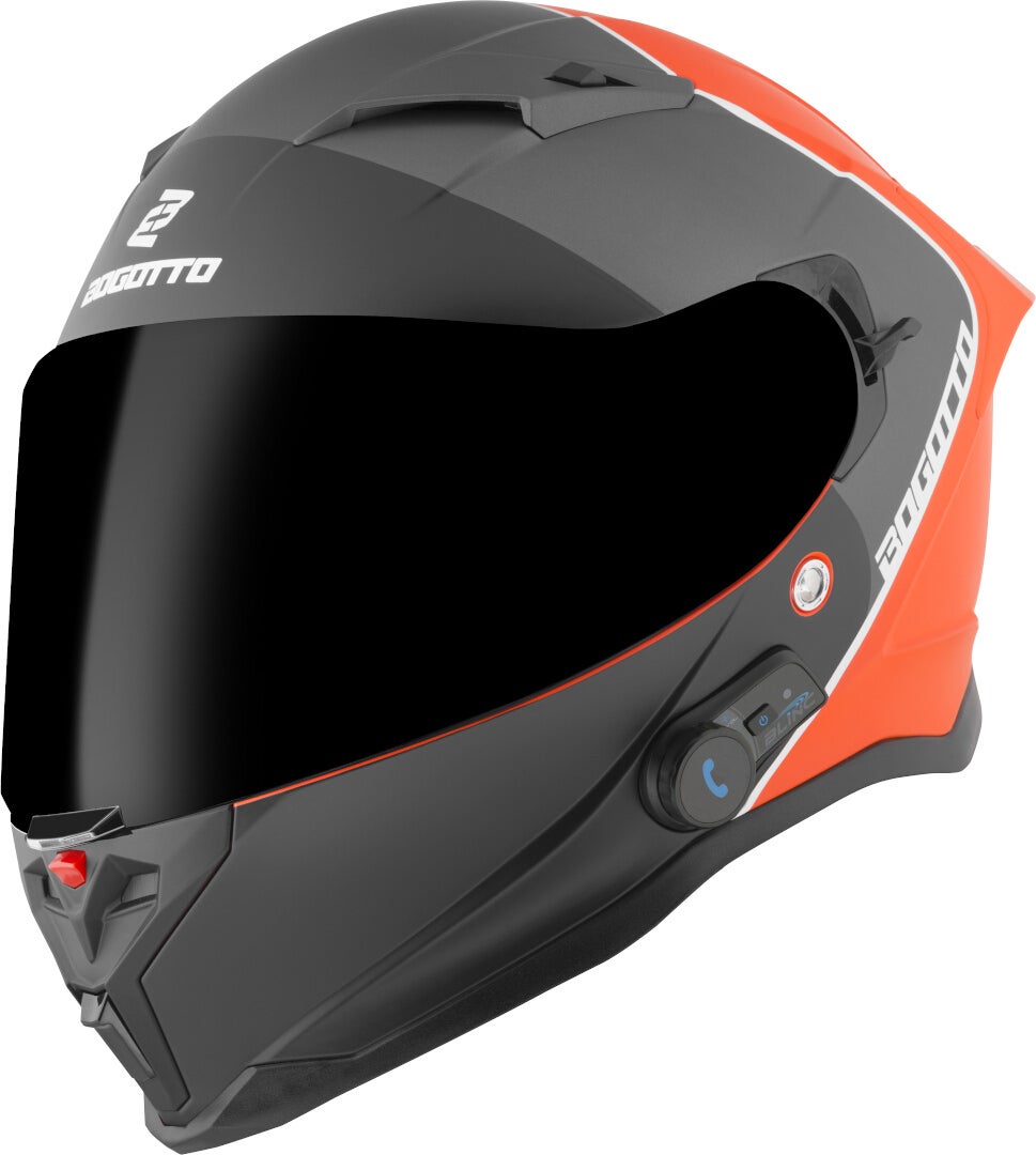 Bogotto H153 BT SPN Bluetooth Hjelm sort mat/orange L Figur 1