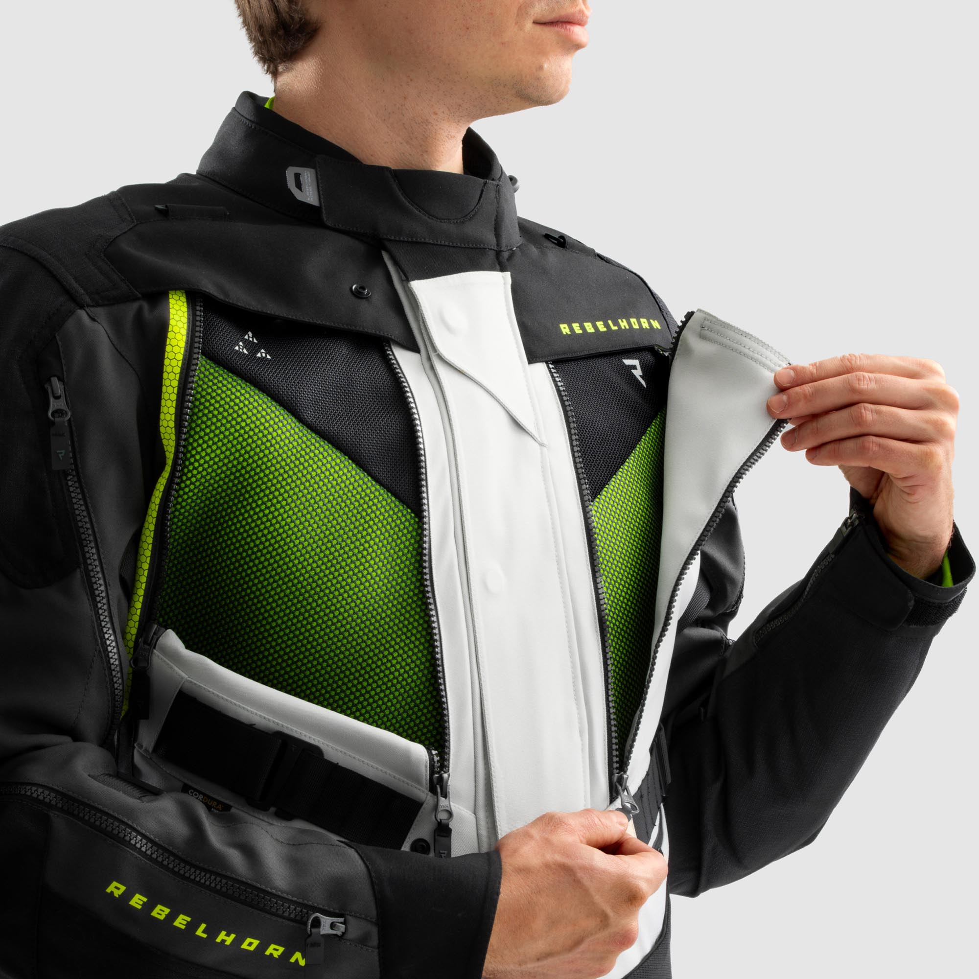 Rebelhorn Hardy 3.0 waterproof Motorcycle Textile Jacket black/grey/yellow 5XL Figure 3