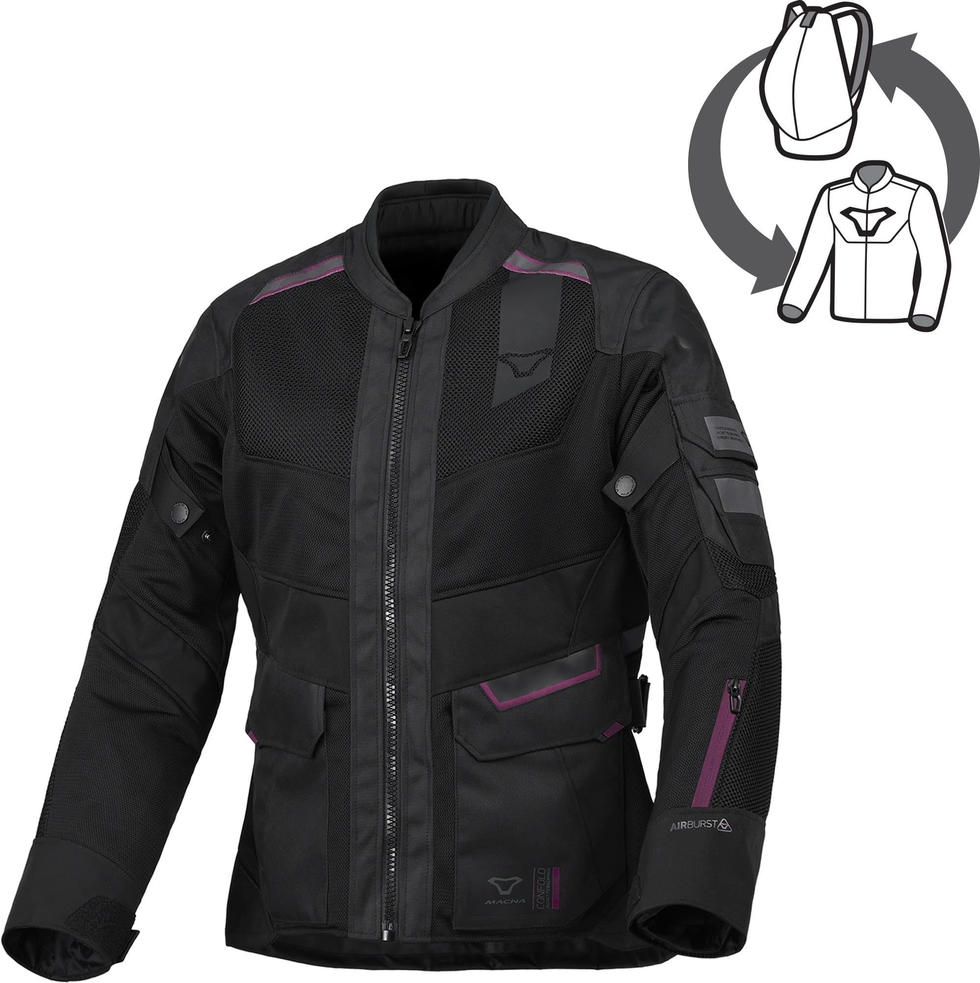 Macna Travelair Dames motorfiets textieljas Zwart S Figuur 1