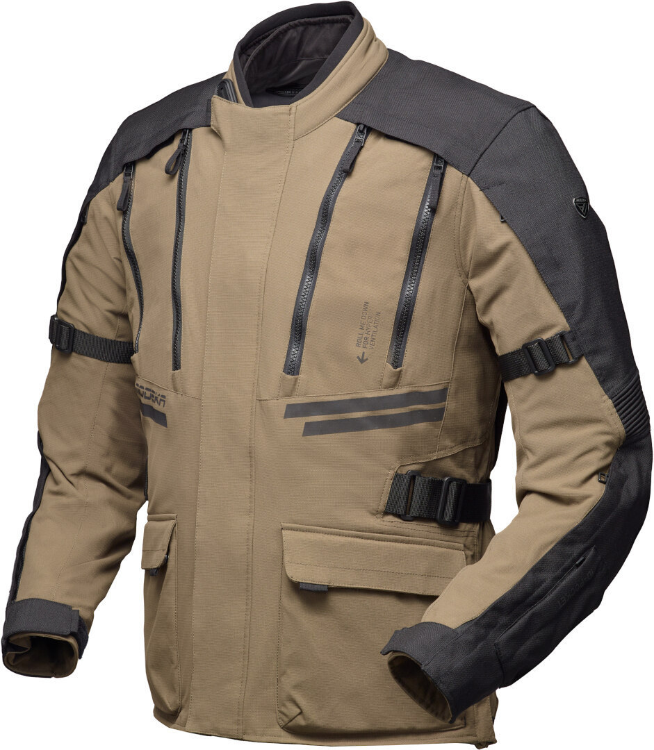 Modeka Lucano waterproof Motorcycle Textile Jacket sand/black L Figure 1