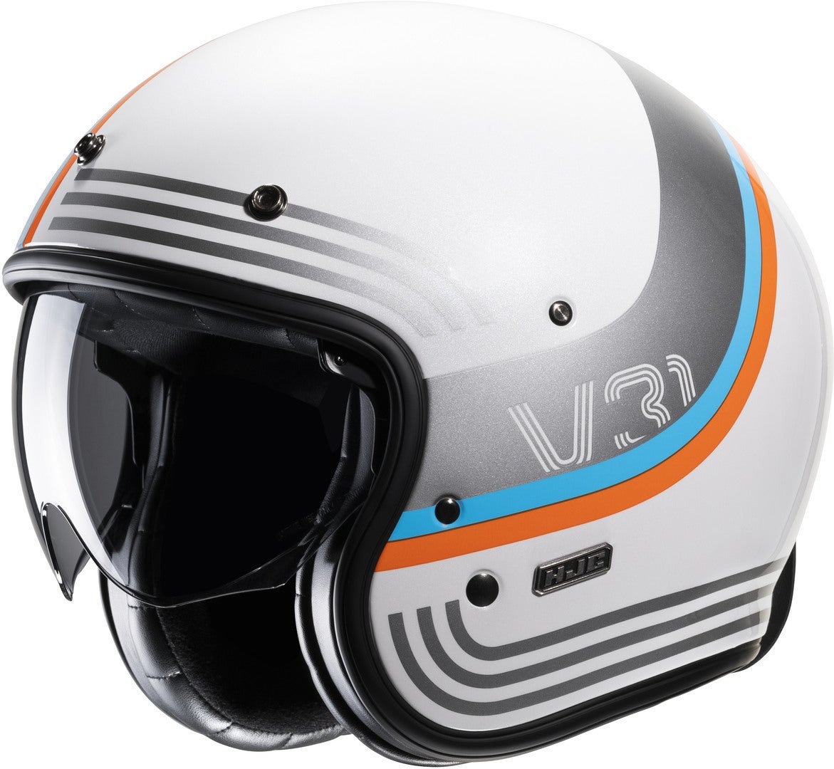 HJC V31 Byron Retro Jethjelm hvid/blå/orange M (57/58) Figur 1