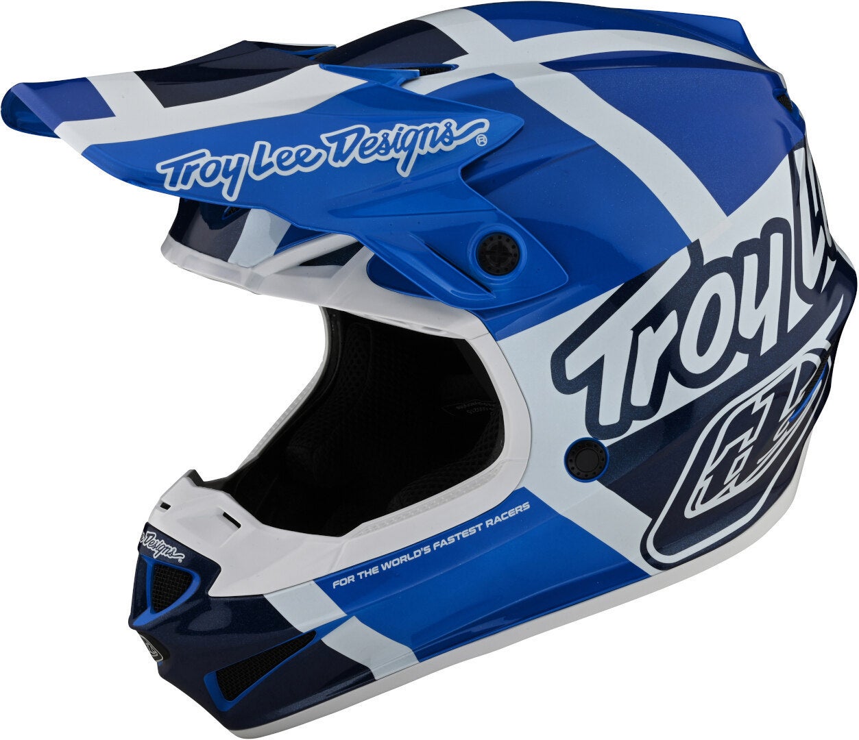 Troy Lee Designs SE4 Polyacrylite MIPS Quattro Casco Motocross blu/bianco S (55/56) Figura 1