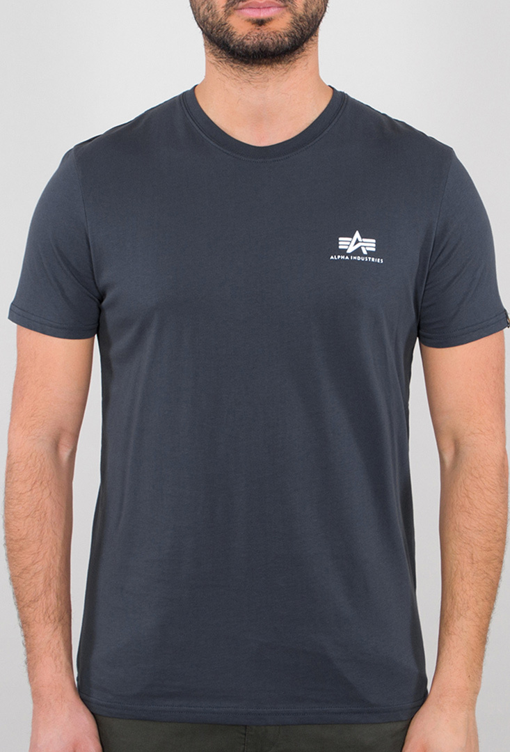 Alpha Industries Basic T Small Logo T-Shirt Mørkeblå/hvid S Figur 1