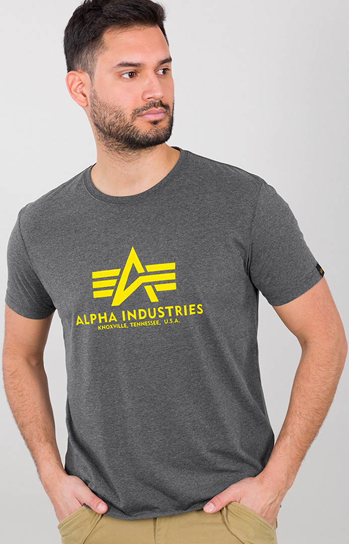 Alpha Industries Basic T-Shirt grau/gelb 4XL Abbildung 1