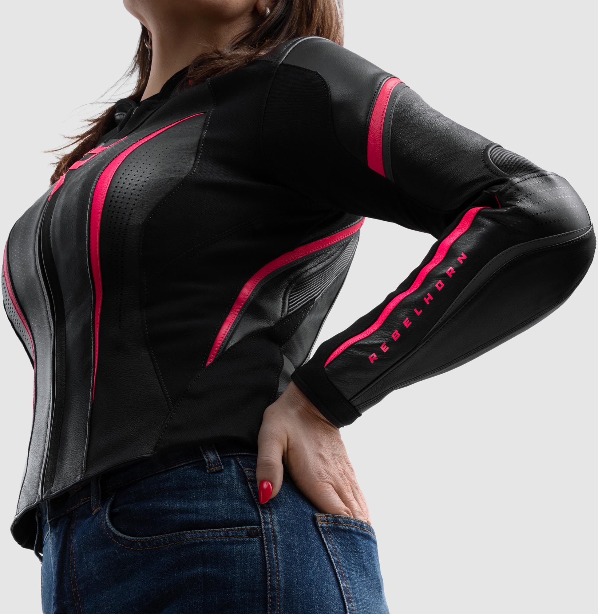 Rebelhorn Diva ST Damen Motorrad Lederjacke schwarz/rosa 44 Abbildung 3