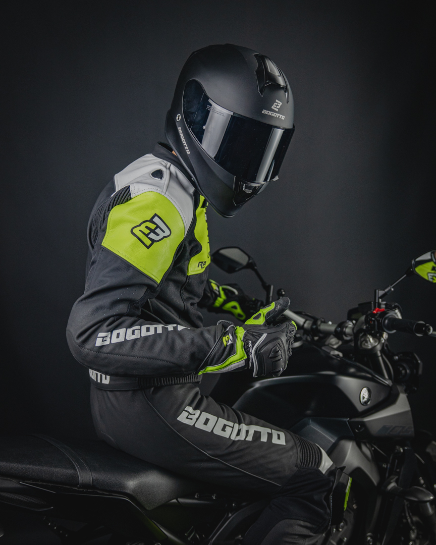 Bogotto Losail Costum de piele de motocicletă wo Piece Negru/Alb/Galben 48 Figura 3