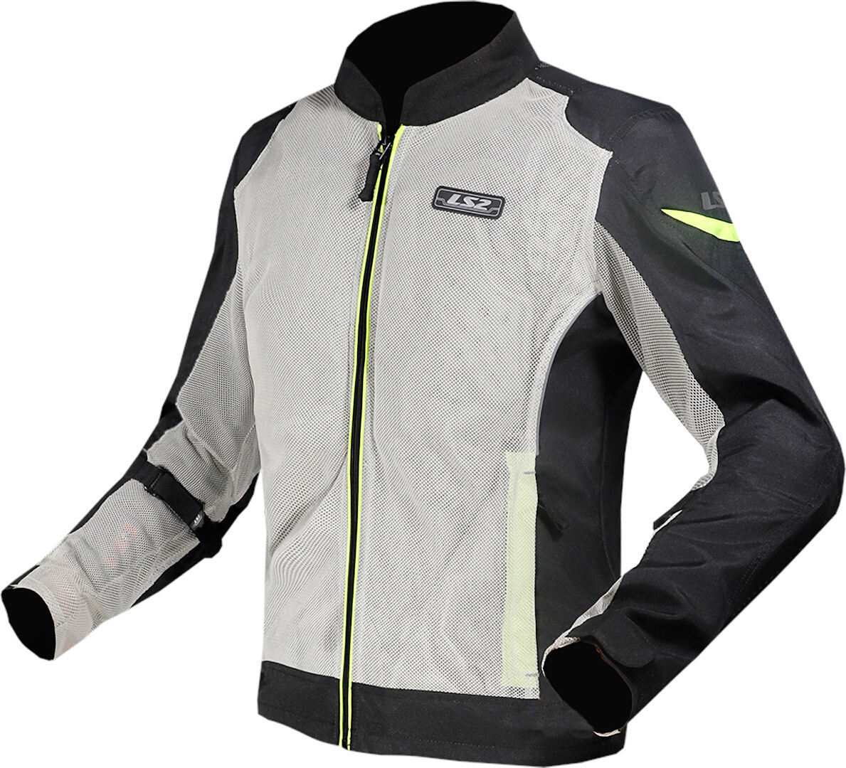 LS2 Airy Motorcycle Textile Jacket light grey/black/neon yellow 5XL Figure 1