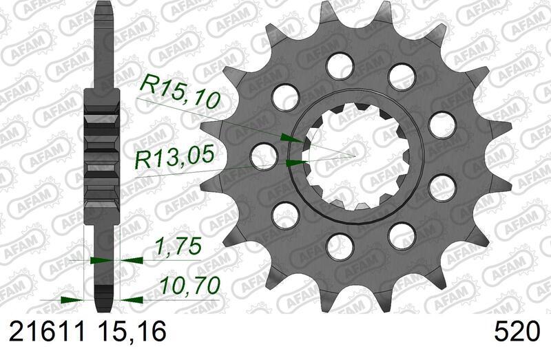 AFAM Kedjekit 520XSR 16/43-120 - Standard bakre kedjehjul Figur 3