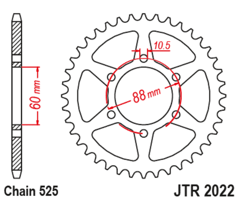 JT-DRIVHJUL Bakdrev stål standard - 525 Figur 2