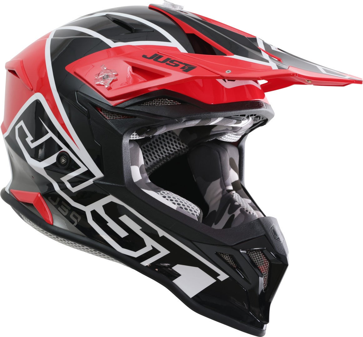 Just1 J39 Thruster Capacete de Motocross preto/branco/vermelho S (55/56) Figura 4
