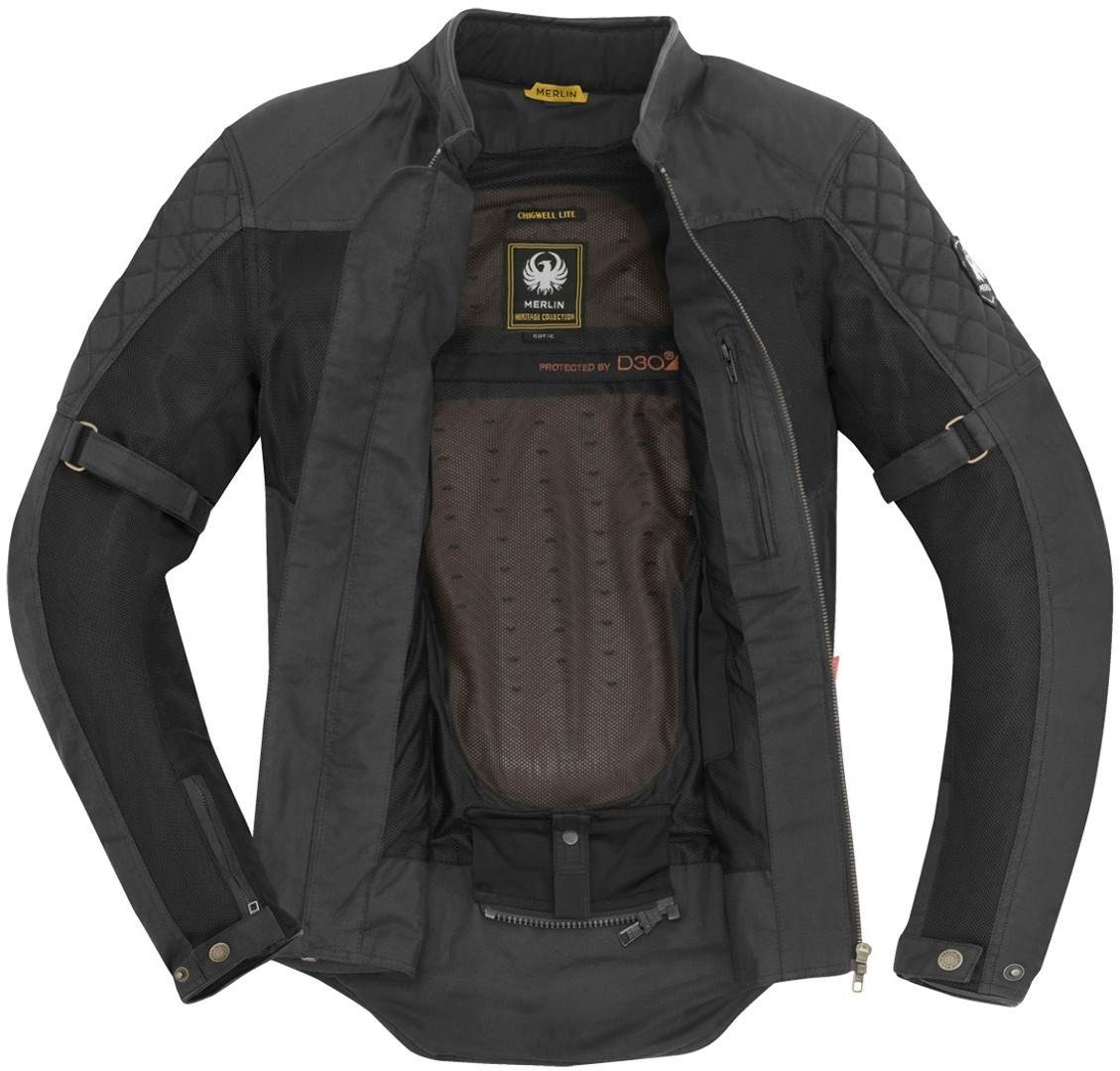 Merlin Chigwell Lite Motorcycle Waxed Jacket black L Figure 4