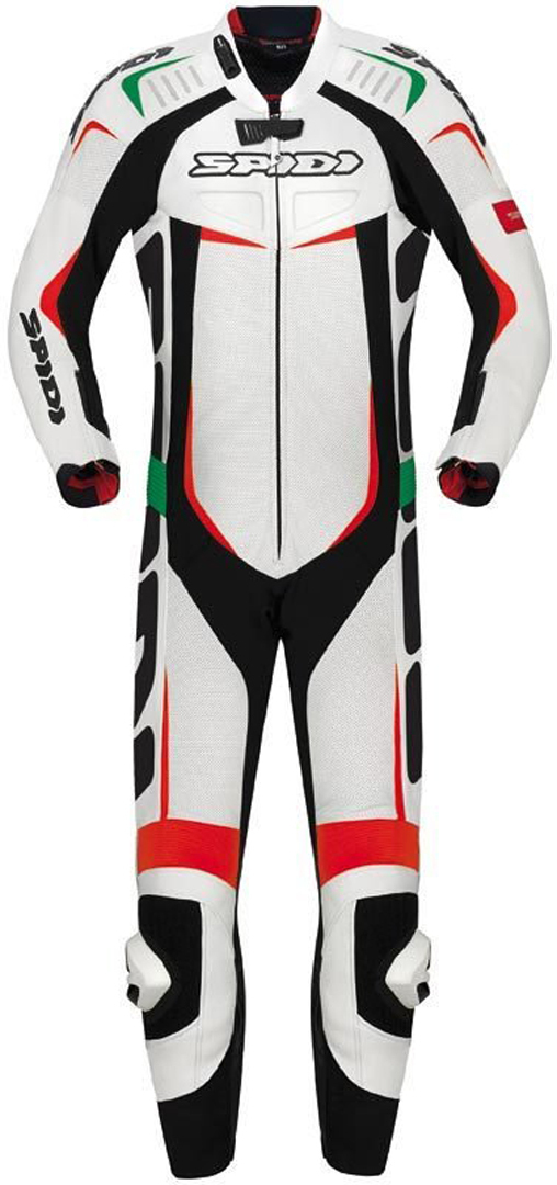 Spidi Track Wind Pro Costum de piele de motocicletă One Piece Alb/Negru/Roșu/Verde 46 Figura 1