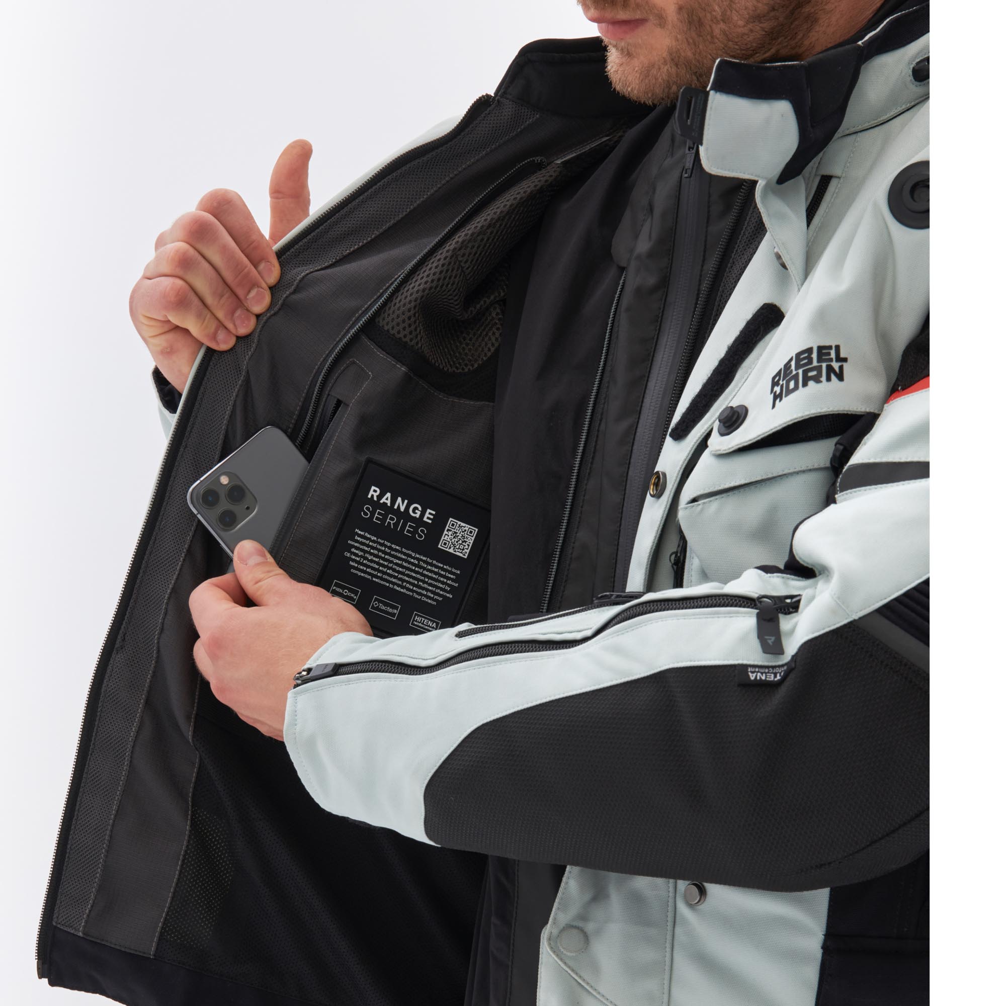 Rebelhorn Range waterproof Motorcycle Textile Jacket grey/black/red 4XL Figure 9