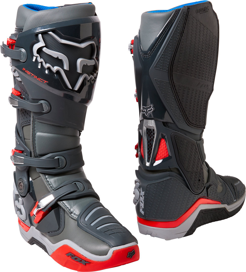 FOX Instinct Motocross Boots grey/red 10 Figure 1