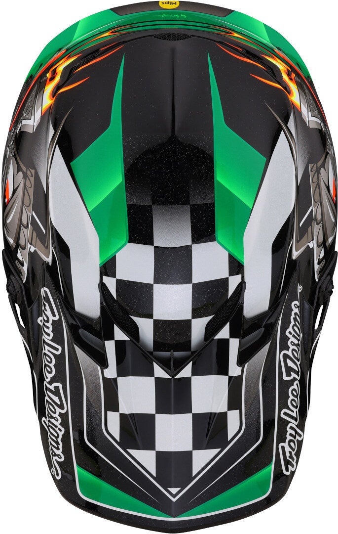 Troy Lee Designs SE4 Polyacrylite Carb MIPS Casco da motocross nero/verde/argento XXL (62/63) Figura 8