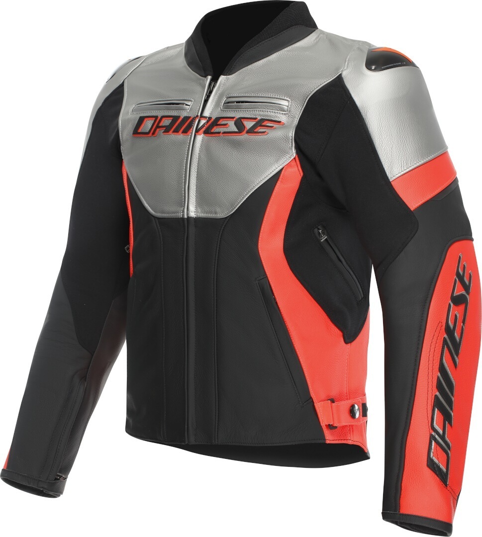 Dainese Racing 5 Moottoripyörän nahkatakki musta/hopea/punainen 64 Kuva 1