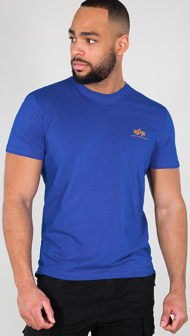 Alpha Industries Basic T Small Logo T-Shirt blau/orange S Abbildung 1