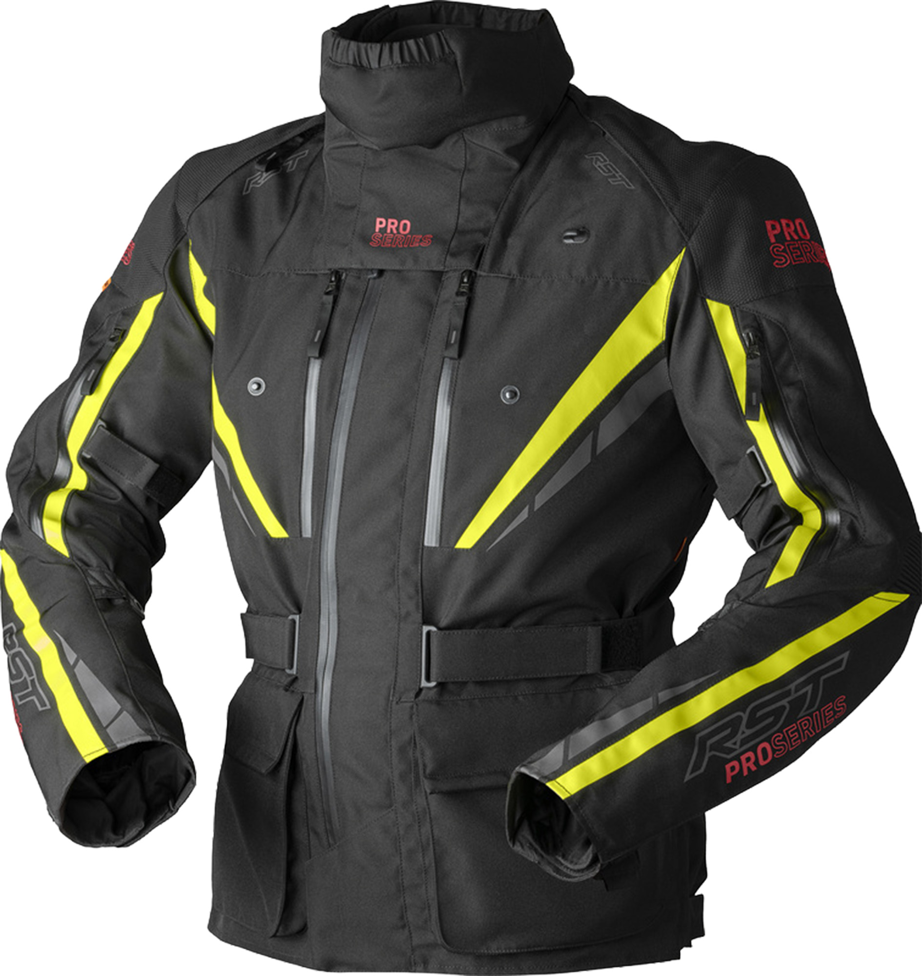 RST Pro Series Paragon D3O Motorcykel tekstiljakke sort/gul 58 Figur 1