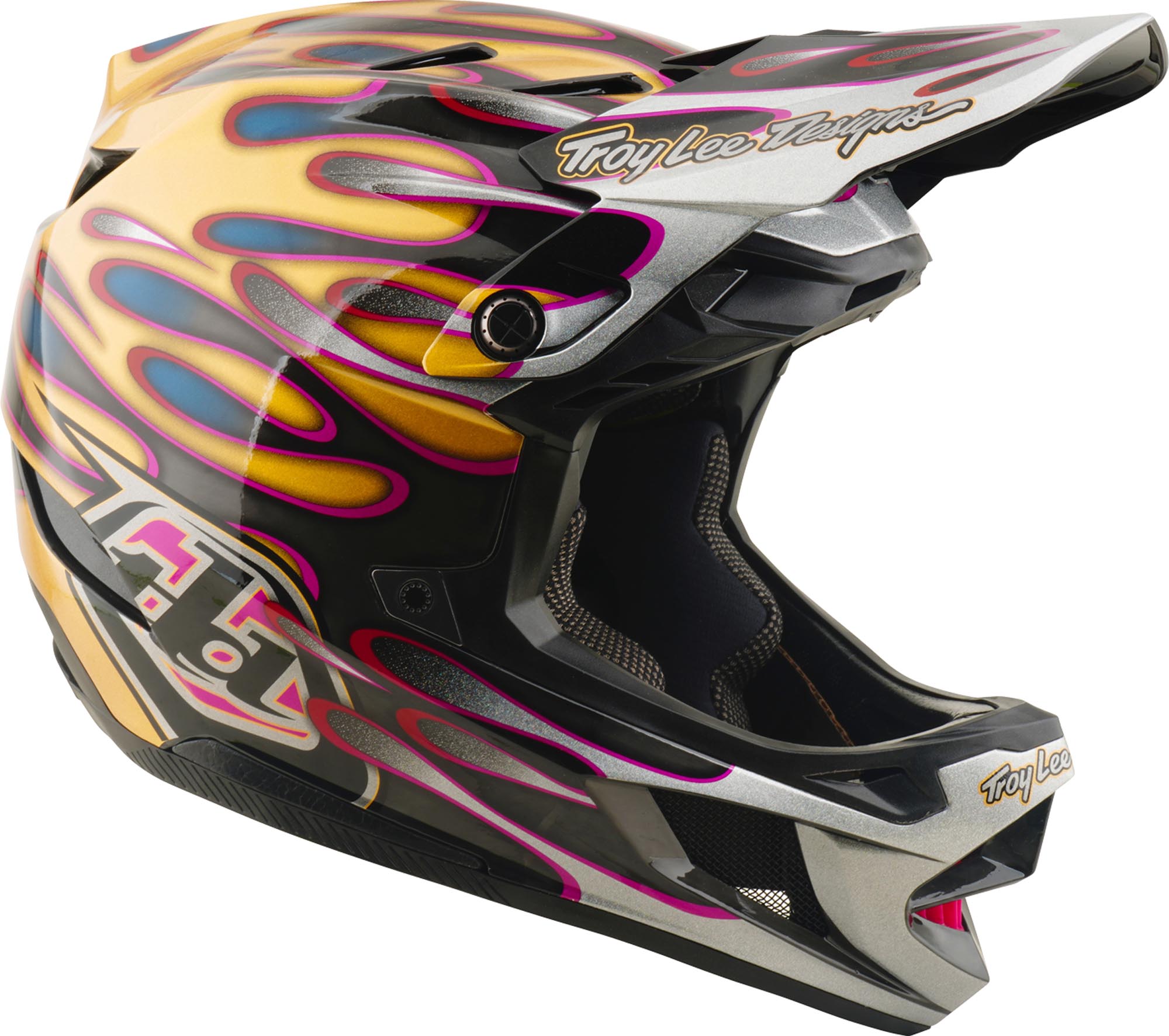 Side view of Troy Lee Designs D4 Carbon MIPS Overspray Downhill Helmet