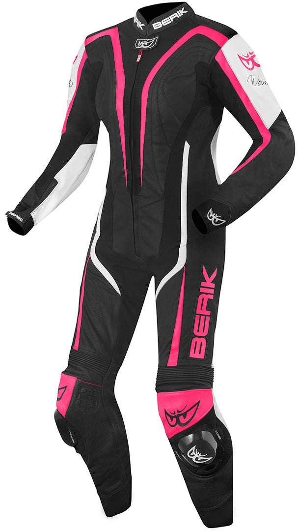 Berik Zora Dames One Piece Moto Cuir Costume Noir/Fuchsia 48 Figure 1