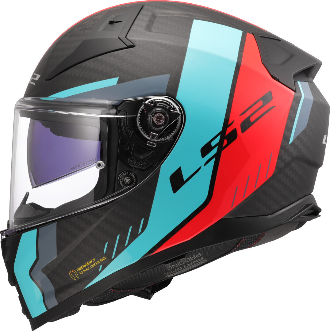 LS2 FF811 Vector II Carbon Grid Casco Rosso opaco/turchese M (57/58) Figura 2
