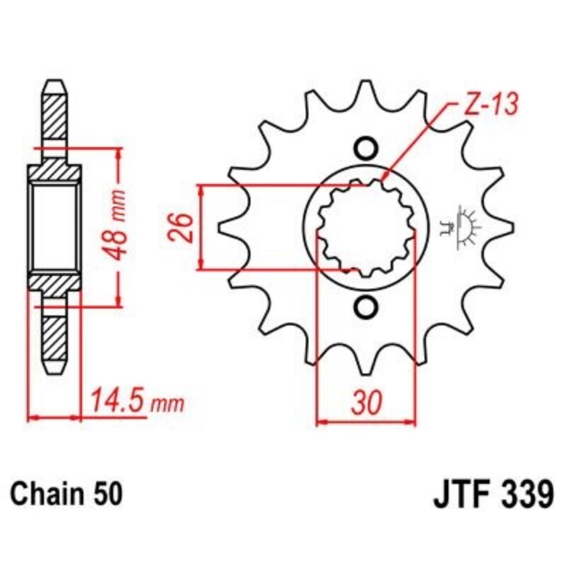 JT SPROCKETS Pinion față fără zgomot din oțel - 530 Figura 2